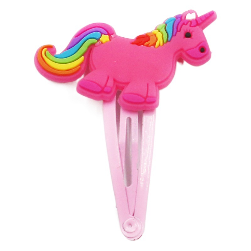 Cross-border Europe and the United States new children's hair accessories fashion soft glue unicorn hair clip bb pink clip girls hair clip wholesale