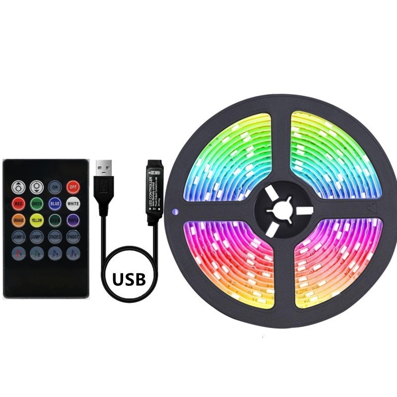 Tira de luz LED tira de luz de tres colores atenuación 5v impermeable 5050RGB autoadhesivo Bluetooth USB lineal luz de atmósfera de bajo voltaje