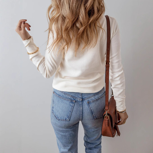 Shi Ying autumn new style simple all-matching round-neck sweater women's European and American casual loose base long-sleeved women's top