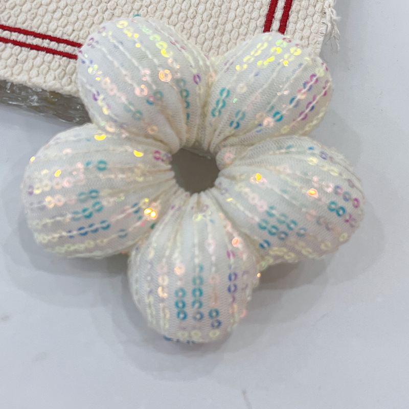 Coreana para niños lindos puntos ondulados flor anillo de cabello para chicas bolas de cabeza collar para chicas joyerías de cabello dulce cola de caballo