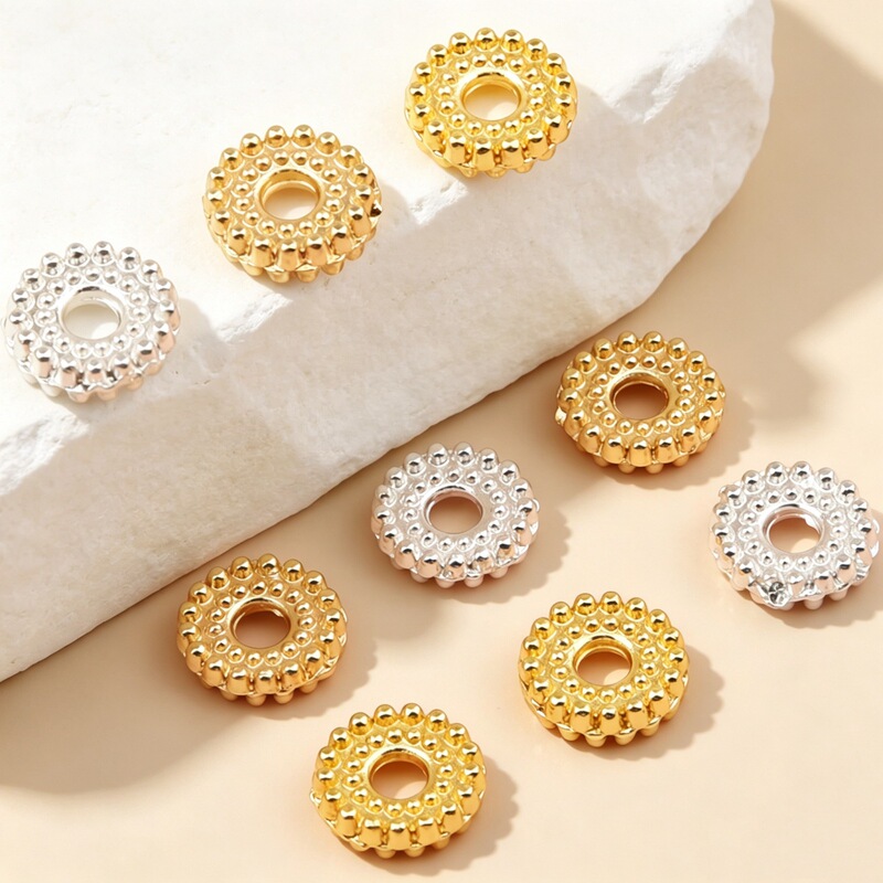 18K Gold-Plated Copper High Color-Retention Gear Spacer Wheel Beads Twist Spacer Beads Large Hole Spacer Rings DIY Bracelet Jewelry Accessories 18K Gold-Plated Copper High Color-Retention Gear Spacer Wheel Beads Twist Spacer Beads Large Hole Spacer Rings DIY Bracelet Jewelry Accessories