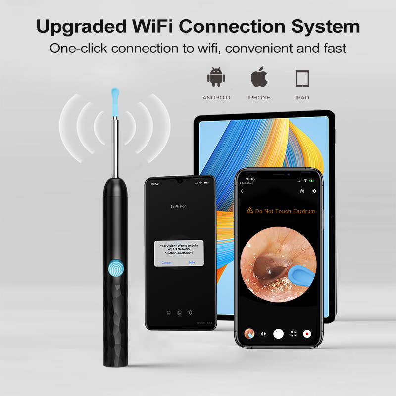 新型越境携帯電話用ビジュアル耳かき、高画質耳かき、発光スマート耳かきセット、ライト付き耳かきツール|undefined