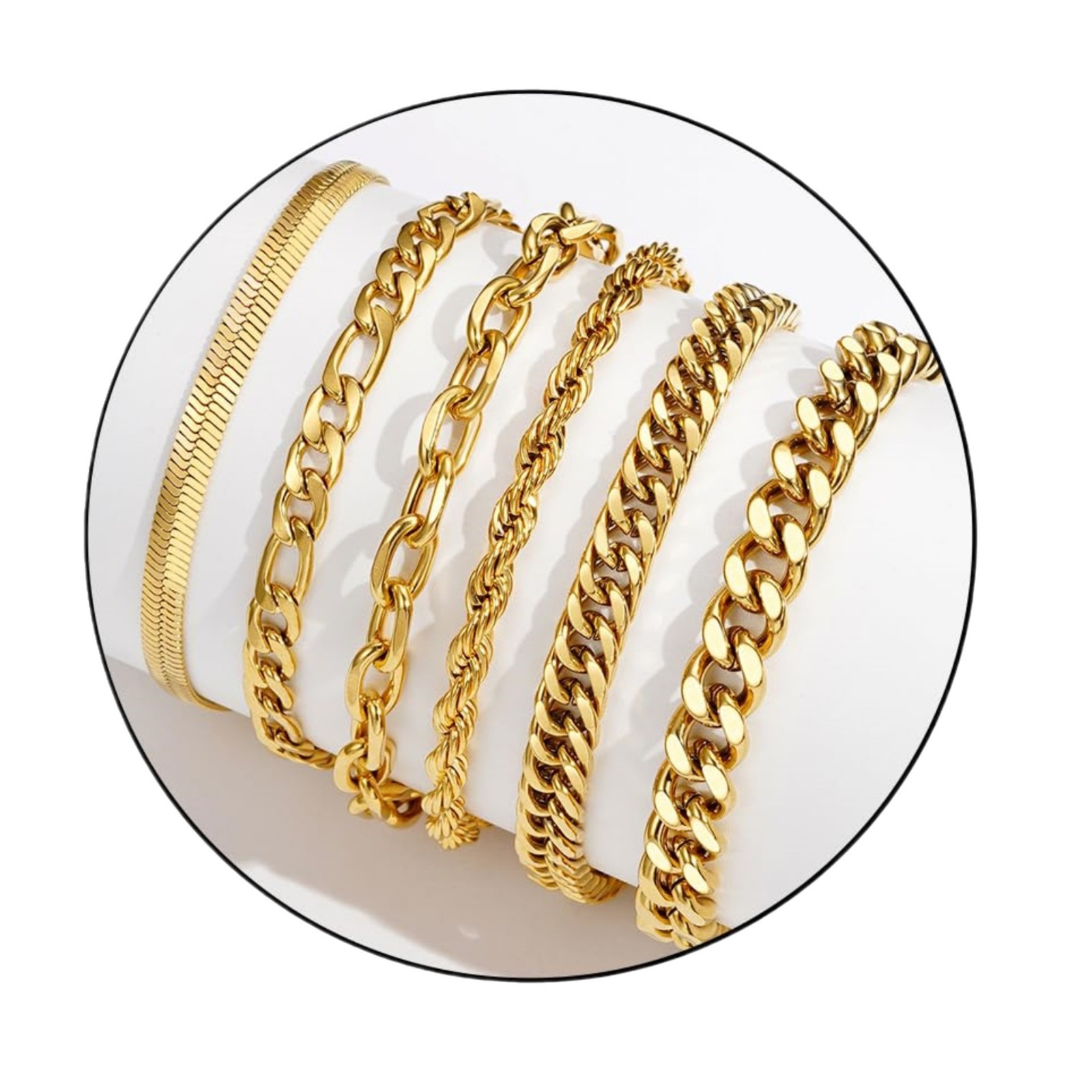 Multi-layer Stackable Chain Bracelet Gold Plated Brass Jewelry_voghion.com
