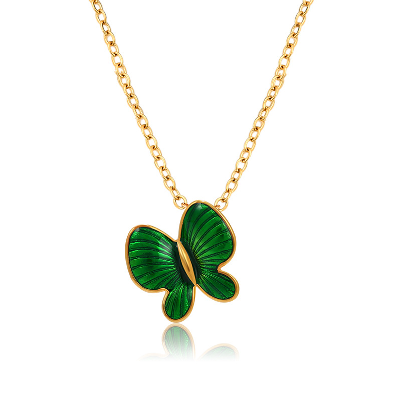 Joyería de xupe colorido esmalte gota aceite mariposa colgante temperamento femenino Corea del Sur simple nicho colgante de verano joyería