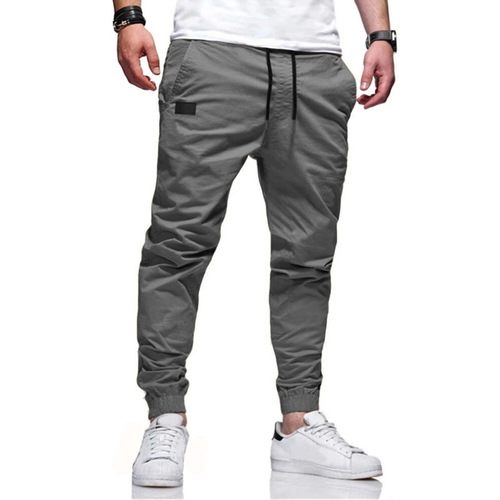 New European men's casual sports pants, men's slow-running pants, work pants, single-color slim-fit ankle-length pants