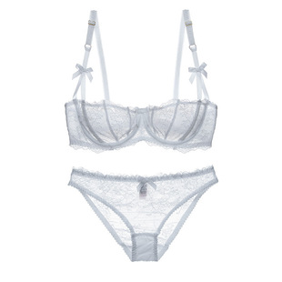 European and American Sexy Lace Underwear for Big Breasts, Anti-Sagging Push-Up Bra, Ultra-Thin Pure Desire Half-Cup Bra Wholesale