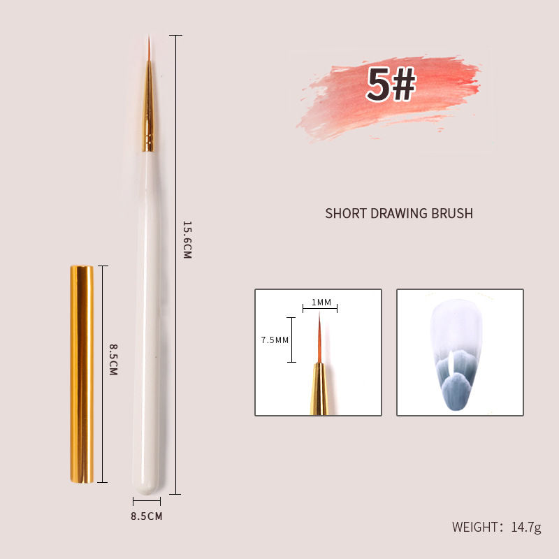 Cepillo de uñas japonés cepillo de uñas varilla de madera pluma de pintura pluma de dibujo gradiente en forma de abanico floreciente francés fototerapia pluma herramienta cepillo