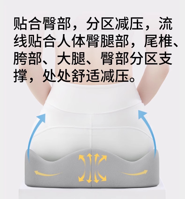 Cross-Border Wholesale Seat Cushion for Office Long Sitting, Breathable Car Seat Cushion for Waist Protection and Buttocks Shaping, Memory Foam Buttocks Shaping Cushion