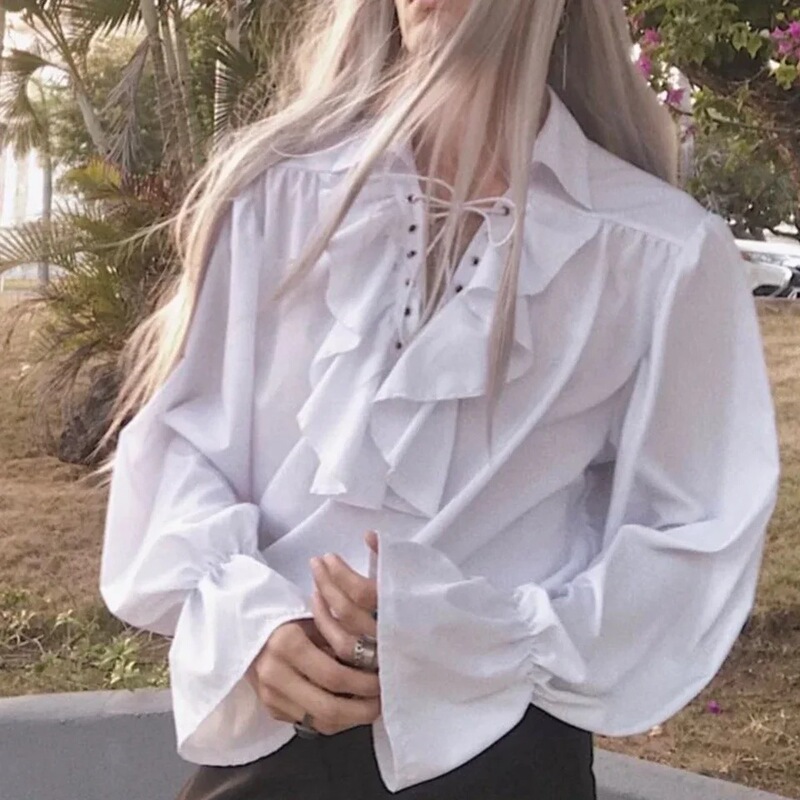 Men's Pirate Shirt Vampire Prince Poet Shirt Medieval Pirate Ruffled Lace Renaissance Period