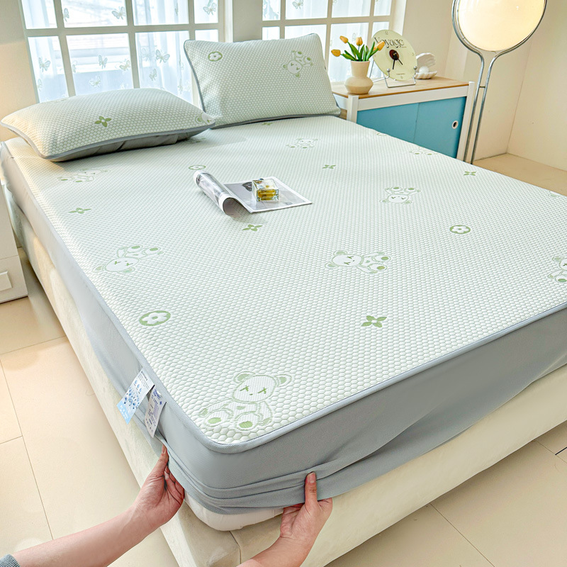 2025 nueva funda de cama Clase A funda de cama de seda de hielo funda protectora de colchón de verano de una sola pieza funda de cama de Doudou todo incluido de verano