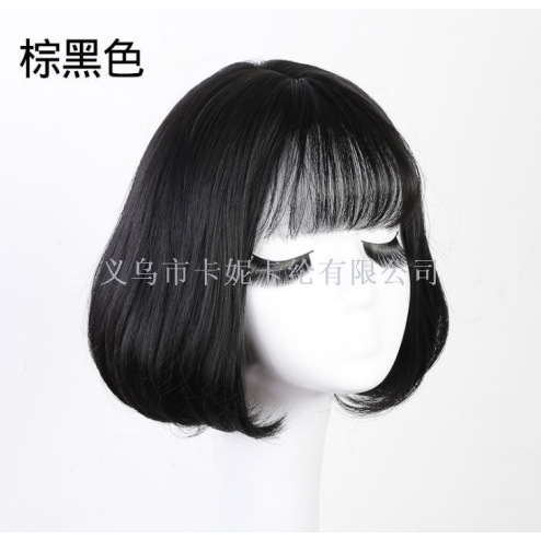 Corea del Sur pelucca popular en línea dama cabello corto boobo cabeza de estudiante guapo aire franja micro-rollo realista facial