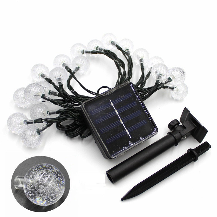 Guirnalda de luces LED con bolas de burbujas solares, luces navideñas para exteriores, impermeables, para patio, camping, ambiente decorativo, luces sinfonía