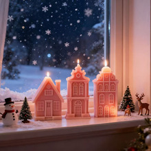 圣诞房子硅胶蜡烛模具 diy工艺品石膏树脂模具 圣诞节礼物