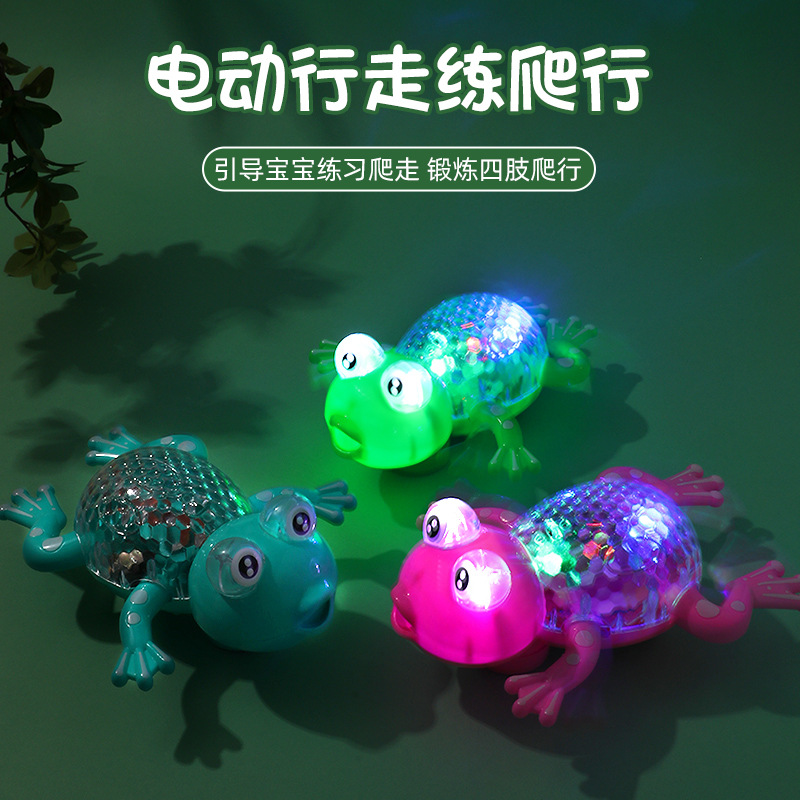 Rana electrónica con cuerda y luz, juguete de puestos para niños