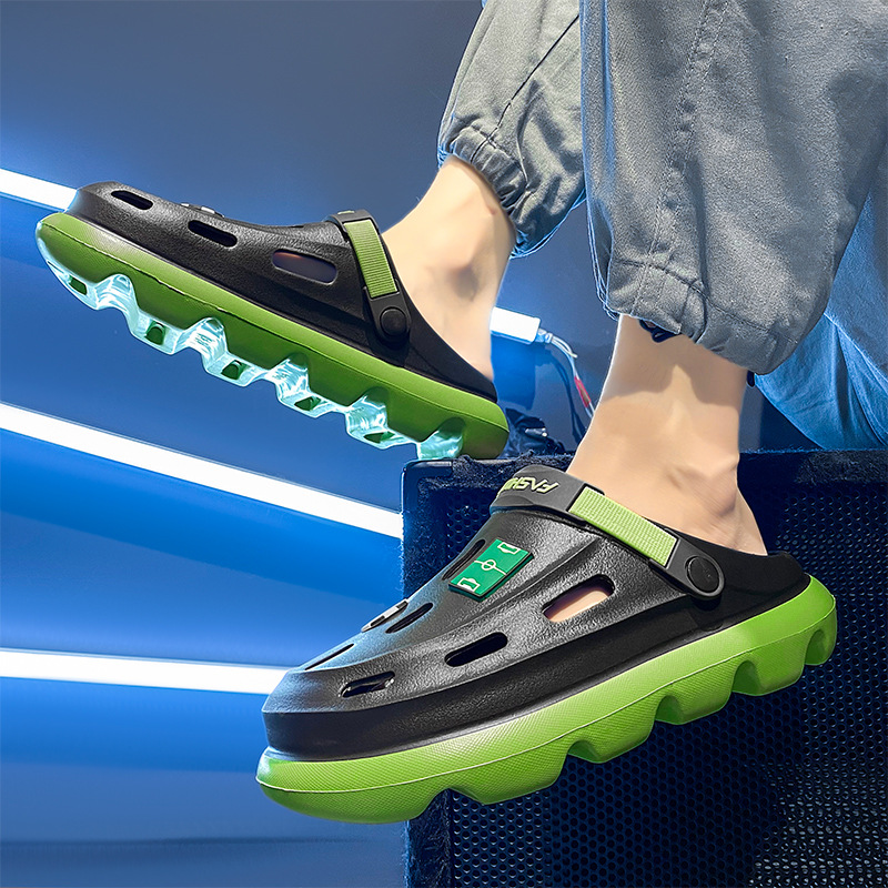 Zapatos con agujeros Sandalias de oficina de ocio de verano para hombres, deportes de conducción para hombres, zapatos de playa de playa resistentes al desgaste