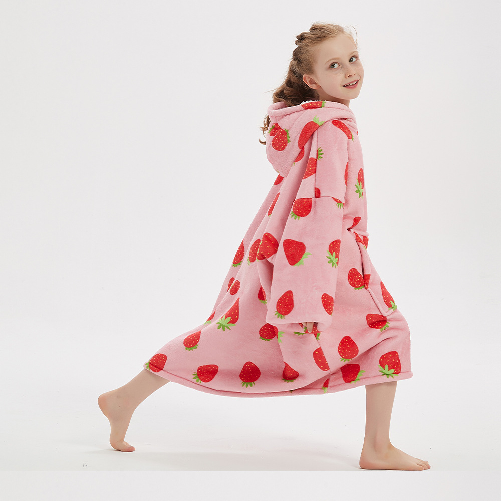 Sudadera con Capucha Tipo Manta para Niños, Estilo Nuevo de Otoño e Invierno, Franela, Doble Capa, Gruesa, Cálida, Talla Grande