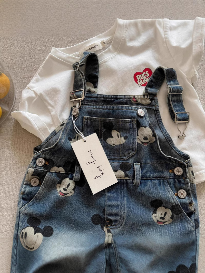 Nuevos pantalones cortos de mezclilla con estampado de dibujos animados sin mangas para niños y bebés, estilo moderno de verano 2026, pantalones cortos de mezclilla finos. image 4