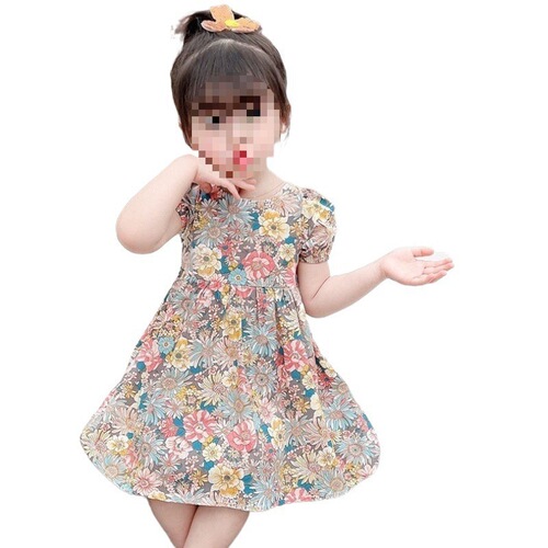 Baby girl floral dress 2025 new girl's online celebrity foreign style princess dress girls summer dress Korean cotton