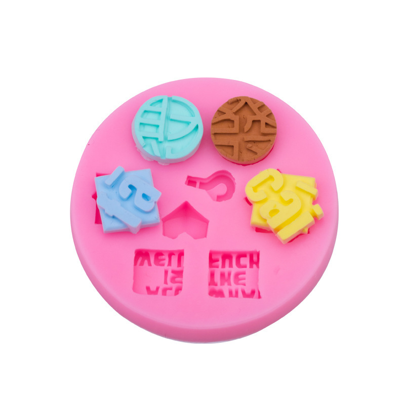 Fuente creativa fortuna pinyin modelado molde de silicona creativa para hornear pastel fondant decoración colgante epoxi