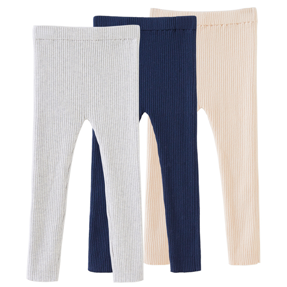 2023 estilo coreano primavera y otoño pantalones de punto de las muchachas del bebé del hoyo estiramiento de las polainas de los niños pantalones de lana al por mayor
