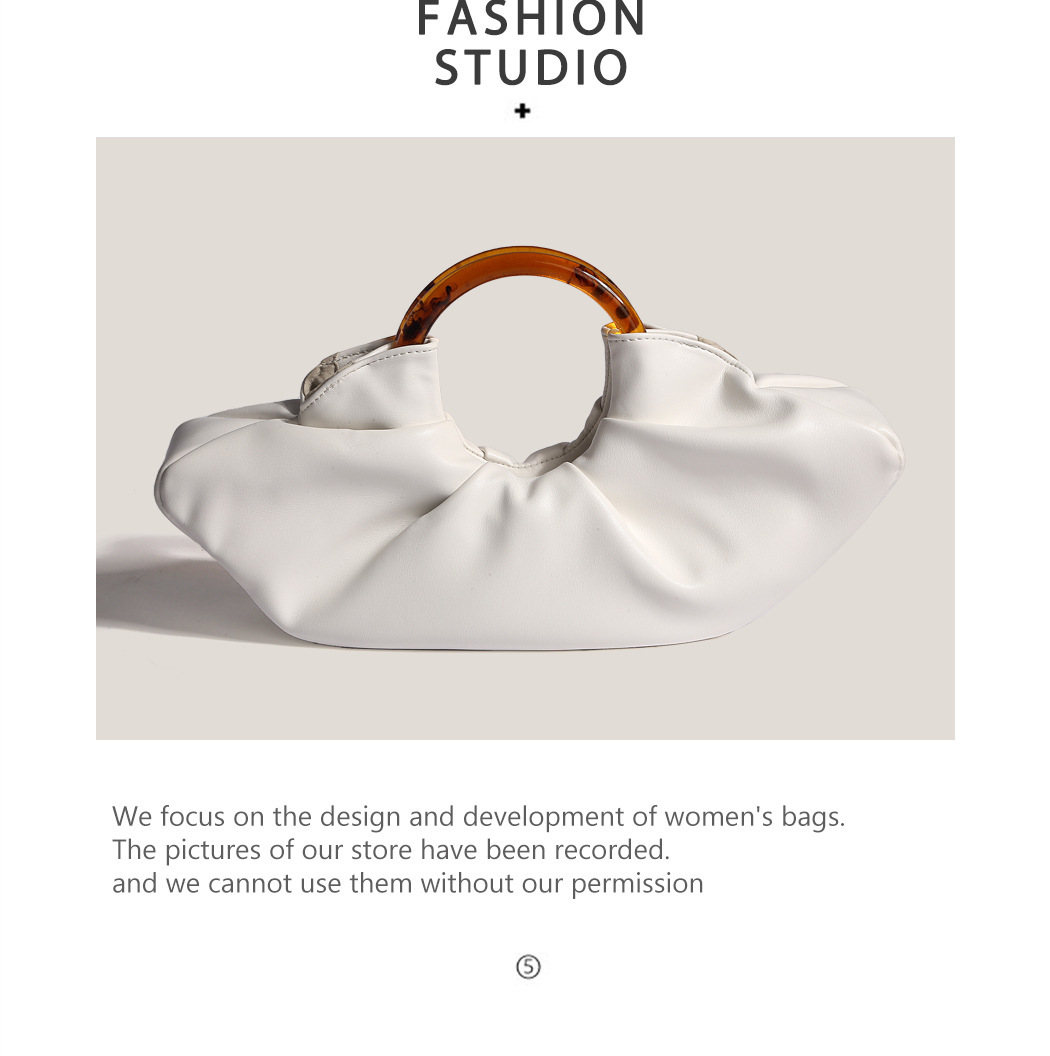 390g Weight Magnetic Buckle Closure Type Ring Handle Strap Type Handbag Bags Type Casual, Daily, Shopping Occasion Pu Leather Material Solid Color Pattern All Seasons Season Women's Gender Classic Style Style Cloud Shape Shape Women's Pu Leather Solid Color Classic Style Cloud Shape Magnetic Buckle Handbag 无