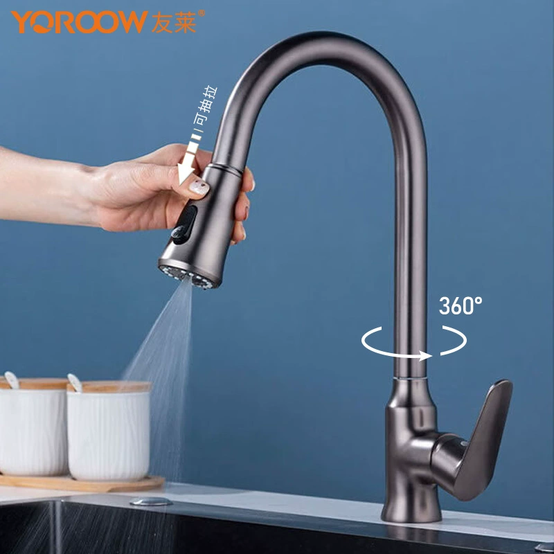 Производитель холодной и холодной бронзовой кухонной смесителя Youlai с telescopic вращающийся для мытья посуды на открытом воздухе, стальная стойка, мытье овощей, чаша, смешанный кран