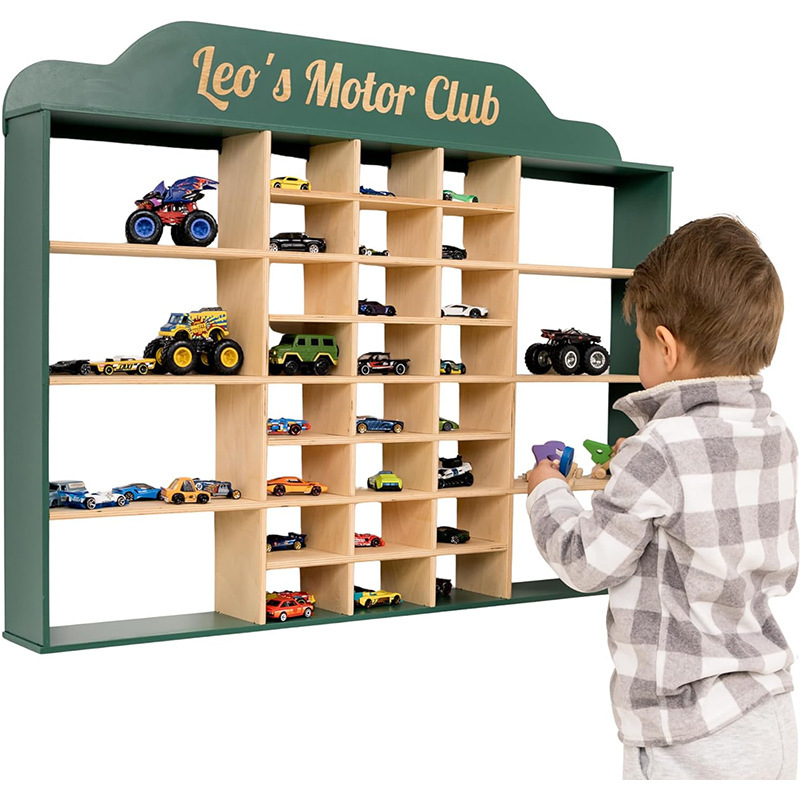Wooden Car Model Display Rack Wall-Mounted Children's Toy Car Ornament Display Cabinet Tomica Blind Box Storage Rack