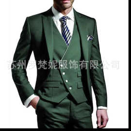 欧美新款男士西装三件套婚礼人宴会西服男士套装伴郎新郎礼服