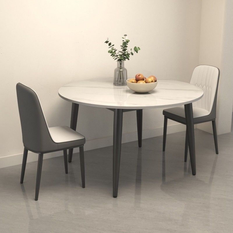Round marble dining table and chair set for home use, simple design for small spaces, reception table, trendy marble round dining table