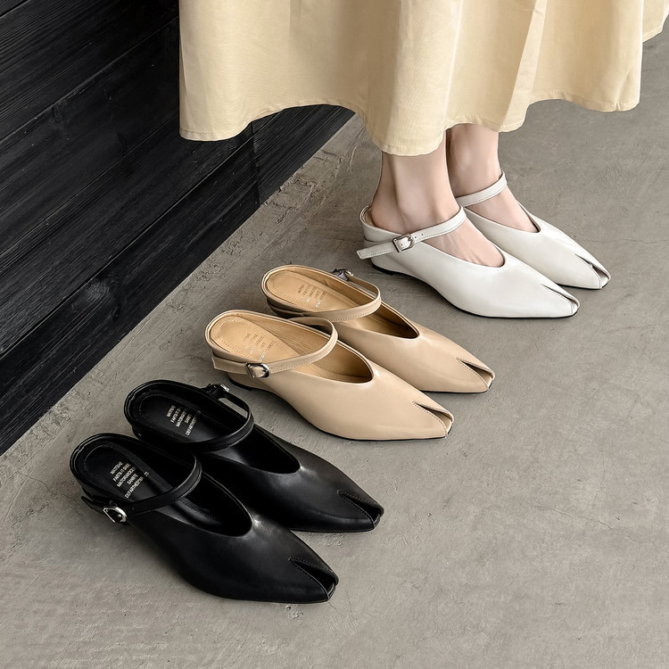 Sandal nữ hở mũi gót nêm cao da bò tăng chiều cao quai ngang — màu đen, màu trắng, màu mơ chi tiết 87