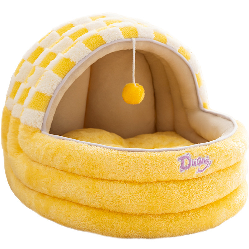 Otoño e invierno dulce sueño cuna nido para gatos gran espacio casa para gatos cama para gatos universal Four Seasons nido para mascotas con sensación de seguridad semicerrada