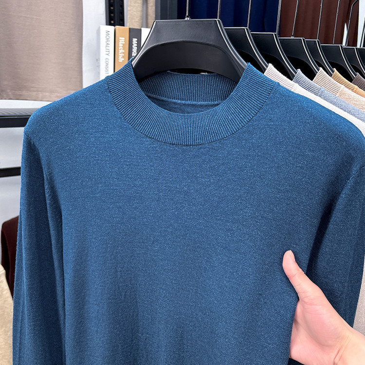 Men's Square Collar Shirt, Square Collar Wool Sweater, Autumn and Winter New Style, Solid Color Wool Sweater, Fashionable Warm Sweater