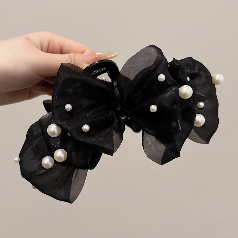 Clip de agarre de lazo de súper hada, parte posterior de la cabeza llena, pinza para el cabello, clip para el cabello de princesa, tocado de clip de tiburón de sentido avanzado