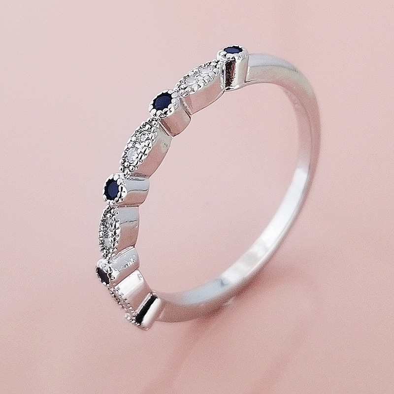 Zircon Women's Ring Copper Plated With Green And Blue Gemstones_voghion.com