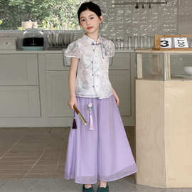 女童夏季汉服套装2026新款儿童中式国风唐装小女孩夏装裙裤两件套