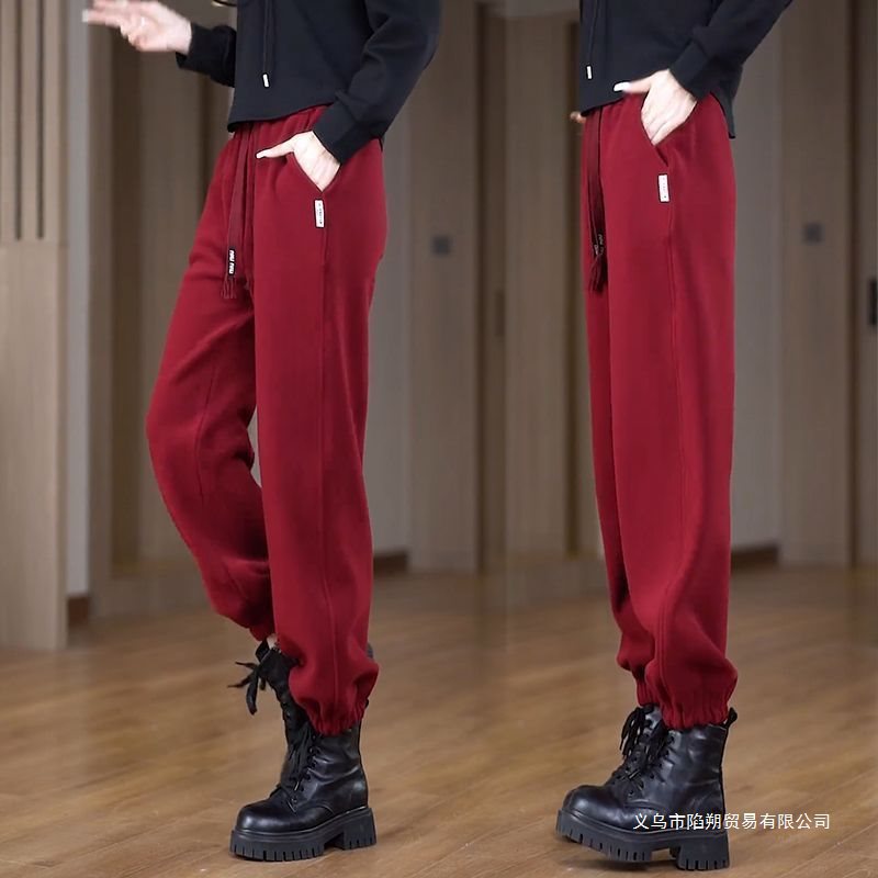 哈伦裤女2025春秋新款冬季加绒宽松卫裤高腰休闲运动束脚长裤