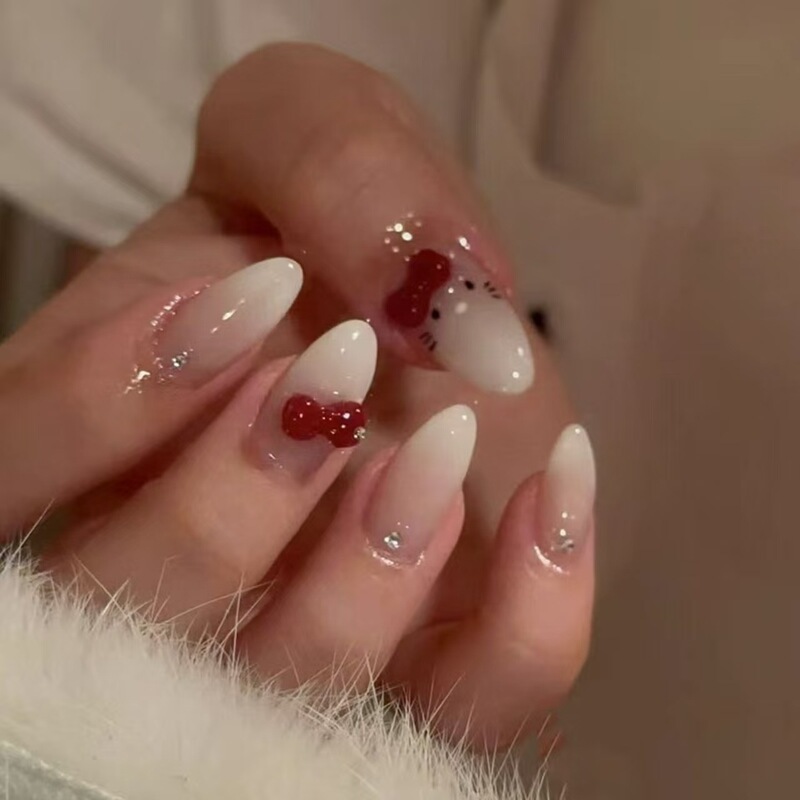 Short Almond-Shaped Nail Tips, Simple Gradient Wearable Fake Nails, Sweet 3D Butterfly Clip-On Nails Wholesale Short Almond-Shaped Nail Tips, Simple Gradient Wearable Fake Nails, Sweet 3D Butterfly Clip-On Nails Wholesale