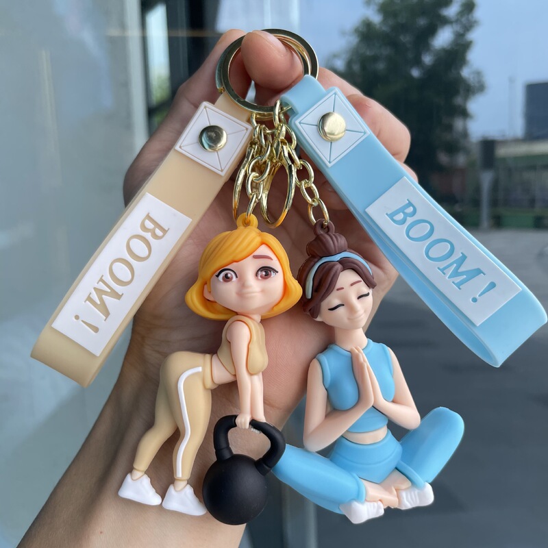 Cross-Border Sports and Fitness Girl Keychain Pendant Gym Yoga Phone Bag Pendant Small Gift Wholesale