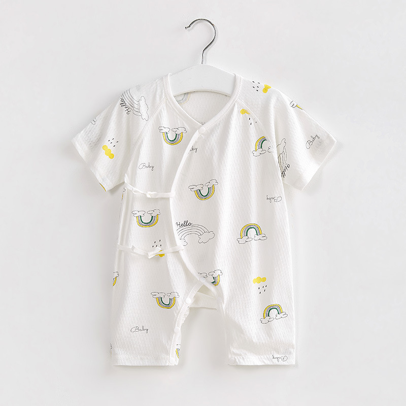 Ropa de bebé recién nacido verano delgada de manga corta ropa de Heshang traje de verano mameluco hombres y mujeres mono de bebé