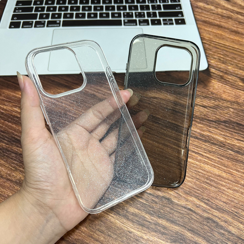 适用苹果17ProMax手机壳15简约14透明大孔12闪粉壳iphone16保护套|undefined