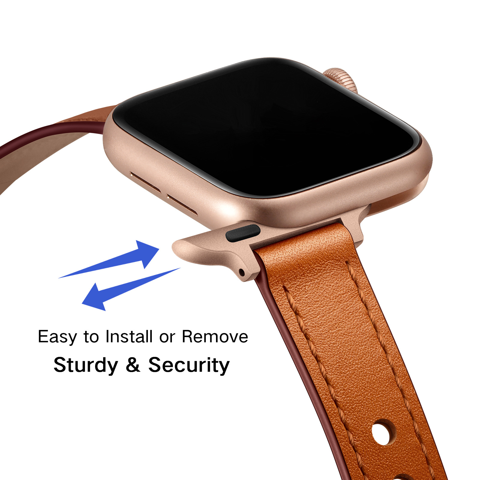 18g Weight Apple watch watchband Classification Genuine leather Material Solid Color Pattern Retro Style Retro Solid Color Apple Watch Watchband 10