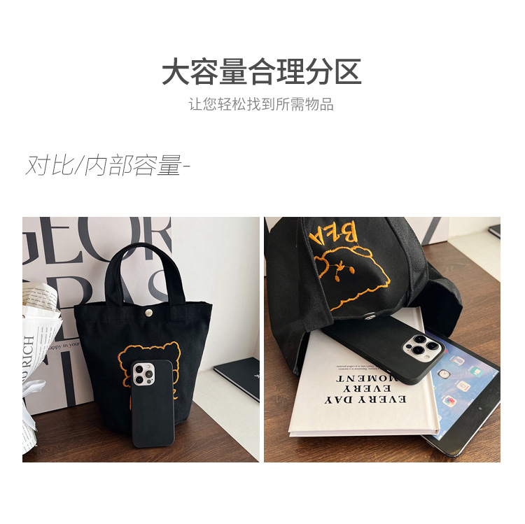 Personalized ladies' bucket bag, versatile and cute canvas bear wholesale, simple Japanese style new handbag undefined