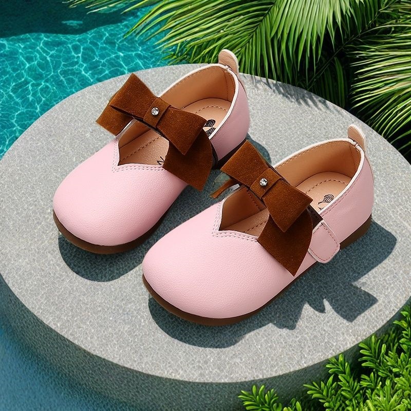 Zapatos de Cuero para Niñas de Cuero Sintético y Suela TPR Antideslizantes para Bebés y Niñas