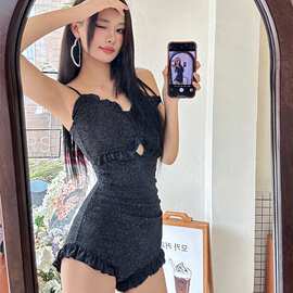 连体泳衣女裙式仙女范超仙韩ins风泡温泉遮肚显瘦保守性感游泳装