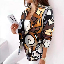 时尚女士翻领纽扣长袖小西装外套个性创意中长款厂家批发WL008