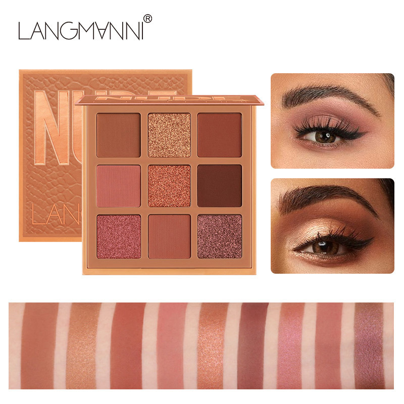 Langmanni Nine-Grid Eyeshadow Palette Pearlescent Matte Eyeshadow Cross-Border Makeup