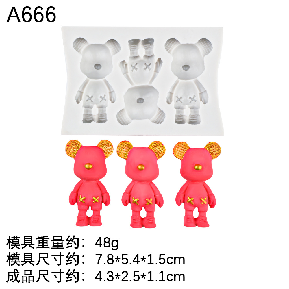 Pajarita de oso de dibujos animados epoxi molde de silicona galleta molde de fondant de chocolate herramienta de molde de yeso hecho a mano de bricolaje