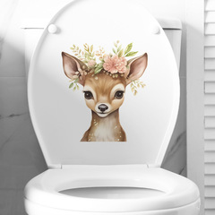 新款fun-m84卡通可愛梅花鹿馬桶貼浴室衛生間裝飾牆貼紙自粘