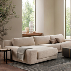 北歐簡約羊羔絨白色貴妃沙發組合網紅設計師客廳休閒直排四人沙發