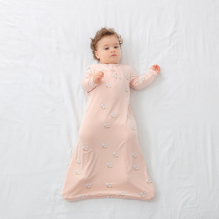 Sleeping bag spring and summer baby bamboo fiber one-piece pajamas children's anti-startle boys and girls baby kick-proof four-season Universal